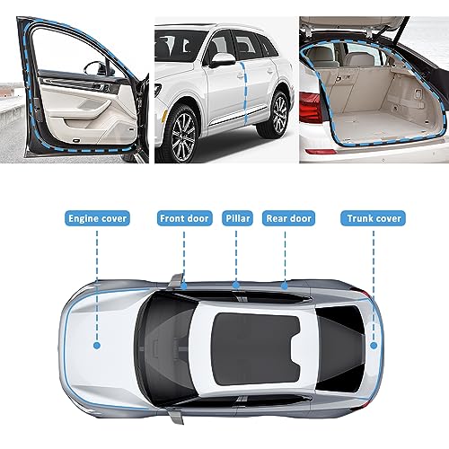40Ft Car Door Seal Strip,U-Shaped Automotive Weather Stripping Rubber Seal Strip with Metal Clips,Universal Push-in Car Door Edge Guards Fits Car Boat RV Truck Home (40Ft)