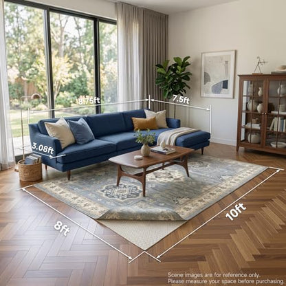 Veken Non Slip Rug Pad Gripper 8 x 10 Feet Extra Thick Pads for Any Hard Surface Floors, Keep Your Rugs Safe and in Place, Under Carpet Mat, with More Than 99 Pieces Anti-Slip Solid Square Pattern