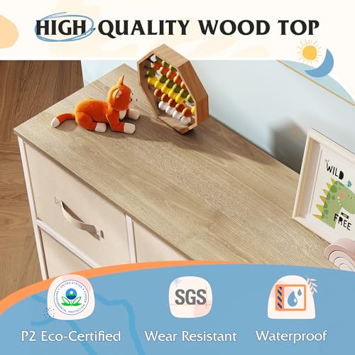 WLIVE Tall Dresser for Bedroom, 9 Drawer Chest of Drawers, Cream White