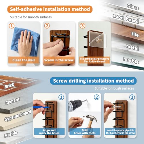 2 Pack Hat Organizer for Baseball Caps, Wood & Metal Hat Rack for Wall, Hat Storage for 22 Caps with Strong Adhesive/Wall Drilled for Door, Wall and Closet (Brown)