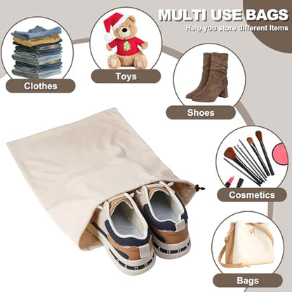5 Pack Shoe Bags for Travel, Washable Dust Bags Drawstring Travel Shoe Bag | 17.7" x 13.8" Dustproof Travel Shoe Bag for Packing, Reusable Storage Bags with Drawstring Closure for Handbags Shoes Toys