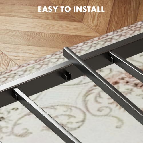 Sweetcrispy Twin Size Metal Platform Bed Frame - Mattress Foundation with Headboard and and Footboard, No Box Spring Needed with 700LBS Sturdy Wooden Slats Support, Noise Free, Easy Assembly