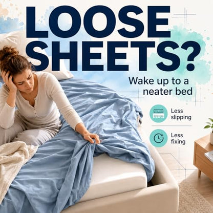 Bed Sheet Holders for Corners, Fitted Sheet Holder with Lock Strips, Hidden Corner Sheet Lock System, Sheet Locks for Fitted Sheets, No Metal Clips, 4 Corner Bases + 8 Lock Strips