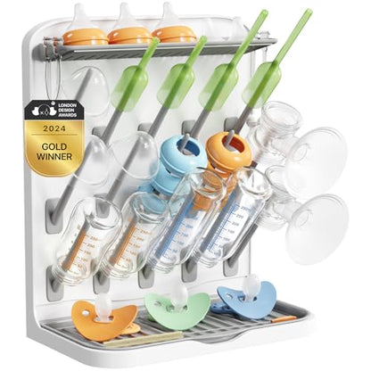 Lifewit 15-Hooks Baby Bottle Drying Rack for Countertop | Vertical Bottle Storage Organizer, Stand-Up Dryer Holder for Pacifiers, Pump Parts, Baby Stuff, Newborn Essentials Must Haves