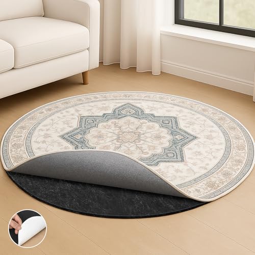 Deep Dream Dual Surface 8' Round Rug Pad, Waterproof 1/4" Thick Felt + Rubber Backing, Non Slip Round Carpet Gripper for Area Rugs, Protective Cushioned Pads for All Floors