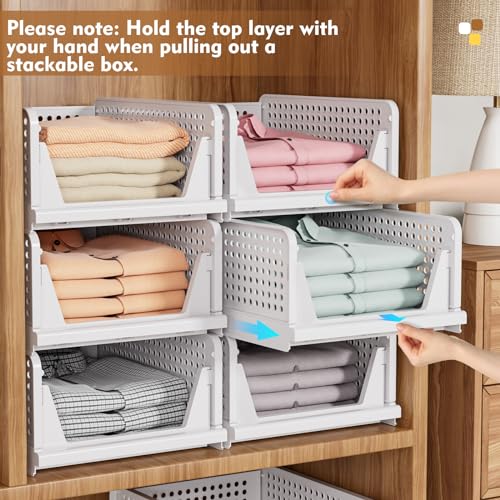 5 Pack Stackable Closet Organizer Box, Multifuncti... (Pink | Plastic)
