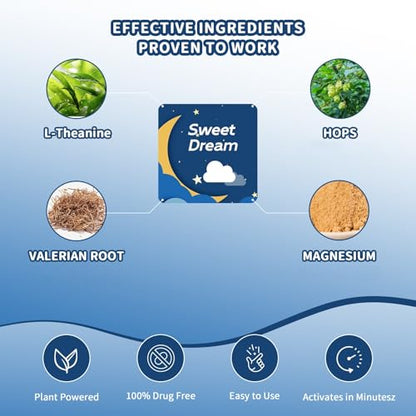 Sleep Patches for Adults with Magnesium and Sour Cherry Extract | Plant-Based Formula - Easy to Use for Men and Women - 1 Box 60 Count-SP01