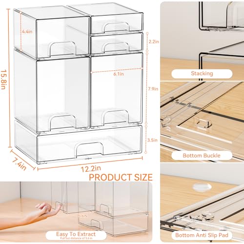 6 Set Clear Baby Bottle Organizer for Countertop,B... (Clear | Acrylic)