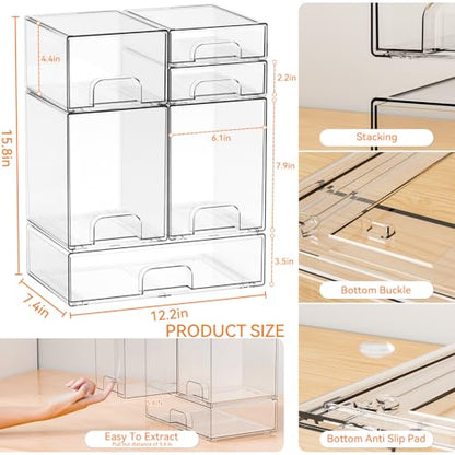 6 Set Clear Baby Bottle Organizer for Countertop,B... (Clear | Acrylic)
