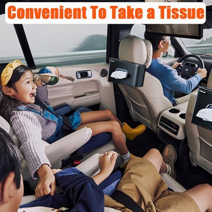 Car Tissue Holder, Car Kleenex Holder Fits 100-160 Count | Premium PU Leather,Keep Tidy,Universal,Large tissue box,Backseat Car Napkin Holder,Tissues Dispenser for Car,Black