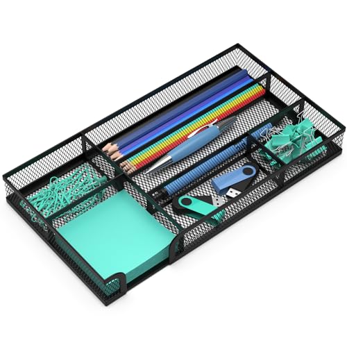Desk Drawer Organizer, Small Metal Mesh Drawer Organizer Tray, Office Pencil Drawer Organizer Accessories for Desktop, Bathroom, Kitchen, Makeup, Vanity
