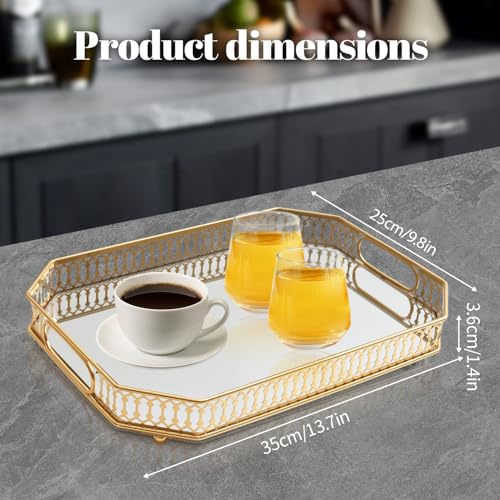 Vintage Gold Mirrored Vanity Mirror Tray Decorativ... (Gold)