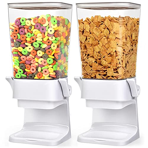 Cereal Dispenser Countertop 2 Pack 5.5 Qt Large Ce... (C:White & 2pack | Plastic)