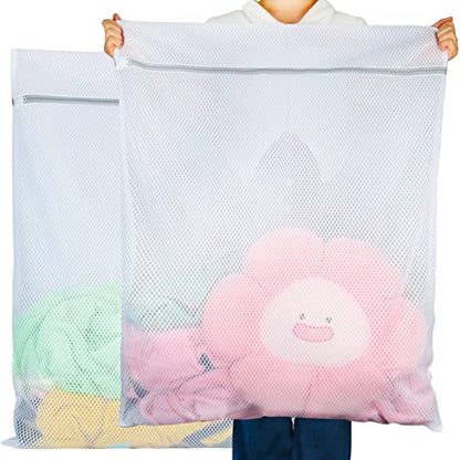 Vivifying Extra Large Mesh Laundry Bag, 2 Pack XXL Oversize Honeycomb Mesh Wash Bags for Washing Machine, Coats, Stuffed Toys, Blanket, Bedding, Sweater, Delicates Clothes (27 x 35 Inches)