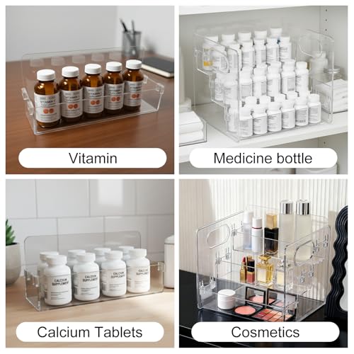 3-Tier Vitamin Storage Organizer, Organizer For Vitamin Bottles And Medicine Bottle, Vitamin Bottle Organizer For Countertop, Bathroom Cabinet Storage Items Are Clearly Visible
