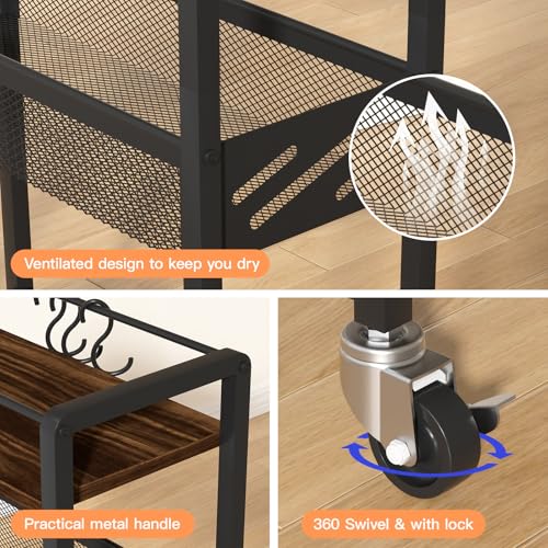 DGSNADGO Slim Rolling Storage Cart, 4-Tier Kitchen... (Metal, Wood)
