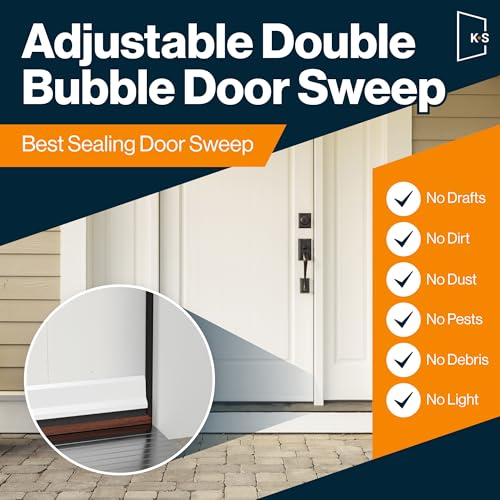 Patent Pending, Adjustable Double Bubble Door Swee... (White or Black)