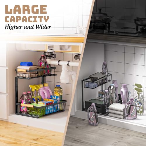 Under Sink Organizer and Storage, Slide Out Under... (Black | Cast Iron)
