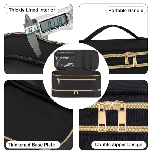 Hair Dryer Case for Shark Flex Style , Double Layer Travel Carrying Case | Portable Storage Case, Shark Hair Tools Storage Organizer bag for Airwrap Styler and Attachments, Black Glod,13 IN