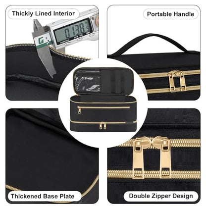 Hair Dryer Case for Shark Flex Style , Double Layer Travel Carrying Case | Portable Storage Case, Shark Hair Tools Storage Organizer bag for Airwrap Styler and Attachments, Black Glod,13 IN