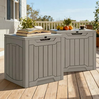YITAHOME 31 Gallon Outdoor Storage Box | Resin Deck Box and Waterproof Package Delivery Box for Gardening Tools, Pool Supplies, Patio Furniture, Lockable, Taupe