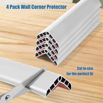Wall Corner Edge Protector 4 Pack,1.57x1.57x23.62x0.28 inch Soft Baby Proof Corner Guards for Sharp Edges, Self-Adhesive Corner Protectors for Home, Kindergarten,Thickness-White 7mm(0.28 in)