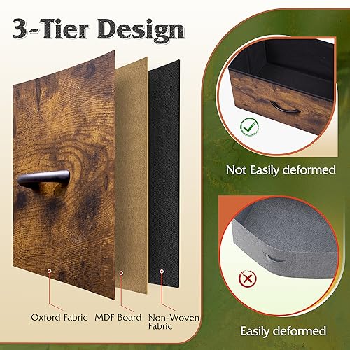 WLIVE 12 Drawer Tall Fabric Dresser Bedroom Storage Chest, Rustic Brown | 12-drawer tall fabric dresser with wood top and steel frame, P2 grade board, ideal for bedroom closet living room storage