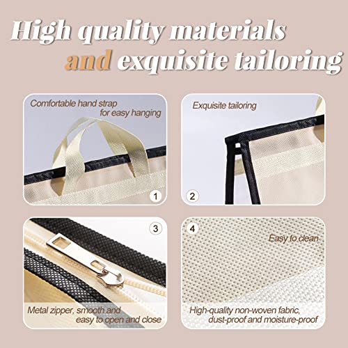 fazhongfa 5 PCS Hanging Handbag Storage Organizer Non-Woven Transparent Dust-proof Homewares Purse Wallet Closet Storage Bag with Zipper and Handle (XL)