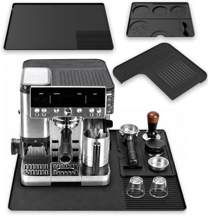 Silicone Coffee Maker Mat for Ninja Luxe ES601 & ES701: 3-in-1 Top Mat + 23.6"x15.7" Coffee Bar Mat + Espresso Tamping Mat – Food-Grade Silicone, Waterproof, Non-Slip,Heat-Resistant Coffee Accessories