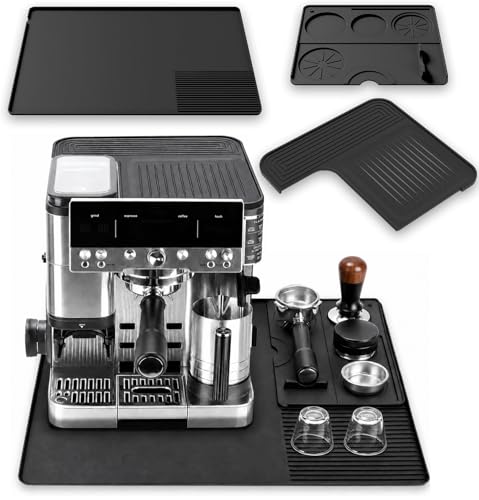 Silicone Coffee Maker Mat for Ninja Luxe ES601 & ES701: 3-in-1 Top Mat + 23.6"x15.7" Coffee Bar Mat + Espresso Tamping Mat – Food-Grade Silicone, Waterproof, Non-Slip,Heat-Resistant Coffee Accessories
