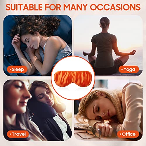 Sleep Mask, 100% Mulberry Silk, Vitality Orange | 6A Mulberry Silk, lightweight breathable, hyaluronic acid infused, full light blocking, adjustable strap, luxury gift set
