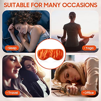 Sleep Mask, 100% Mulberry Silk, Vitality Orange | 6A Mulberry Silk, lightweight breathable, hyaluronic acid infused, full light blocking, adjustable strap, luxury gift set