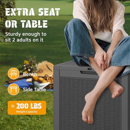 30 Gallon Outdoor Storage Box Waterproof, Outside Package Delivery Deck Boxes with Lockable Lid, Backyard Storage Bin For Garden Tools, Patio Cushions Accessories, Black