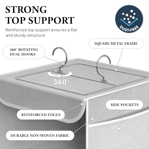 Simple Houseware 5 Shelf Hanging Closet Organizer, Gray | 360° Rotating Dual Hooks, Top Support Metal Frame, 6 Side Mesh Pockets