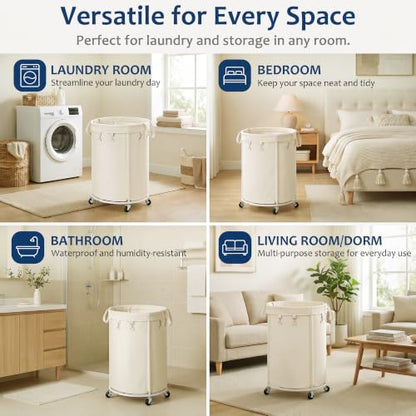 150L Large Capacity Rolling Laundry Basket Hamper with Wheels, Clothes hamper and Removable Bag for Home, Laundry Room, Bedroom, Bathroom, Apartment, Dorm