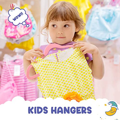 HOUSE DAY Velvet Kids Hangers 60 Pack, Premium Childrens Hangers for Closet | Blush Pink Ultra Thin Cute Clothes Hanger, Non Slip Small Felt Hanger 14 Inch for Kids Clothes +360° Swivel Rose Gold Hook