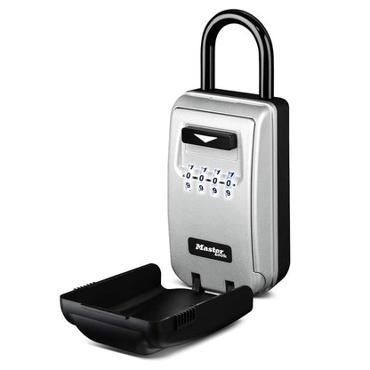 Master Lock Black Portable Key Lock Box with Light Up Dials, Set/Reset Combination for Tenants, Guests, Clients, Ideal for Realtors, Landlords or Property Managers, Holds 6 Keys, 5424EC