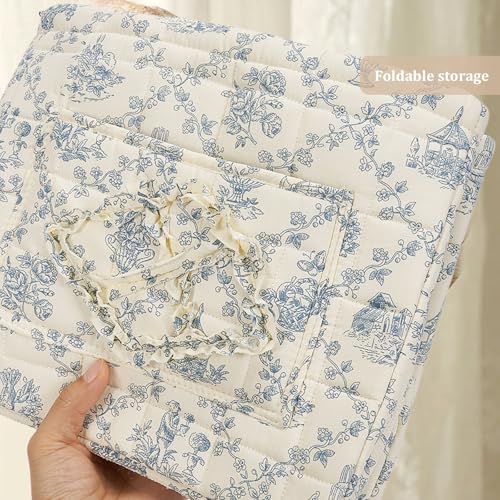 Floral Fabric Storage Basket Car Interior Storage Basket Underwear Sundries Laundry Baskets Supplies Home Organizer Bag (blue 2)