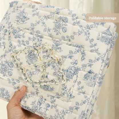 Floral Fabric Storage Basket Car Interior Storage Basket Underwear Sundries Laundry Baskets Supplies Home Organizer Bag (blue 2)