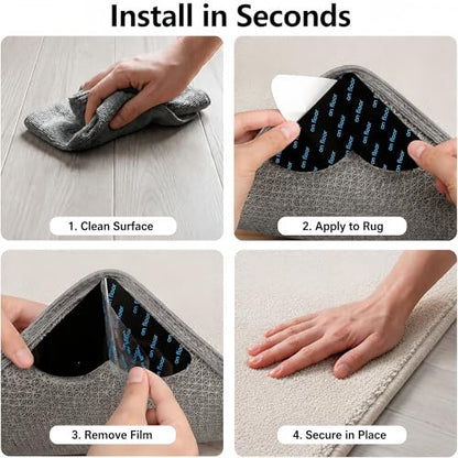 20pcs Rug Tape on Floor, Non Slip, for Hardwood Floors and Tiles | Rug Tape on Floor | Rug Corner Pads Grippers | Reusable