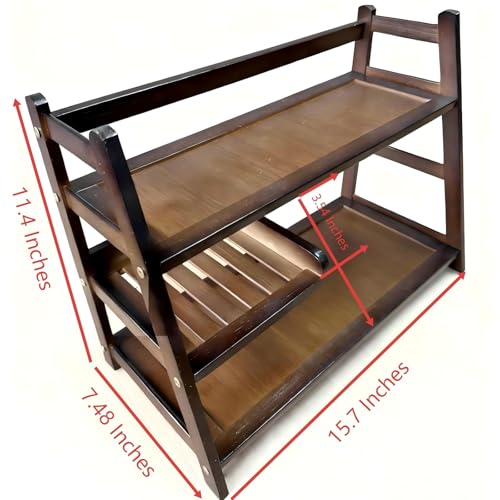 3 Tier Bamboo Matcha Station, coffee station organizer Shelf | for Kitchen Countertop, Tea Bar - Matcha Powder, Tools & Cup Organizer for Matcha Lovers, Home Baristas.