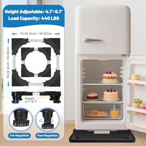 Nefish Mini Fridge Stand with 23.6" x 23.6" x 0.8" Silicone Drip Tray with Raised Edge Mini Refrigerator Stand with Mat Portable Washer and Dryer Pedestal