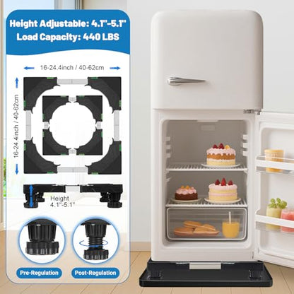 Nefish Mini Fridge Stand with 23.6" x 23.6" x 0.8" Silicone Drip Tray with Raised Edge Mini Refrigerator Stand with Mat Portable Washer and Dryer Pedestal