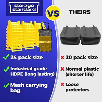 24 Pack Edge Corner Protector With Carrying Case for Flatbed Cargo Load Truck Shipping - 4'' x 6'' Winch Ratchet Straps Plastic Protectors Yellow