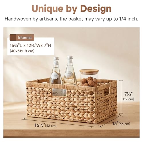 StorageWorks Wicker Baskets for Storage,Wicker Storage Baskets,1-Pack | Water Hyacinth Wicker Storage Baskets for Shelves,Large Wicker Baskets for Organizing,Woven Basket for Storage,Large Basket