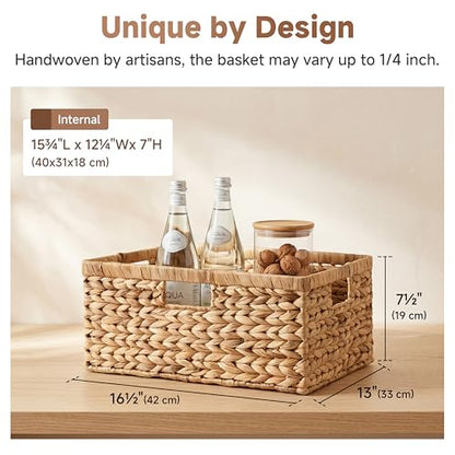 StorageWorks Wicker Baskets for Storage,Wicker Storage Baskets,1-Pack | Water Hyacinth Wicker Storage Baskets for Shelves,Large Wicker Baskets for Organizing,Woven Basket for Storage,Large Basket