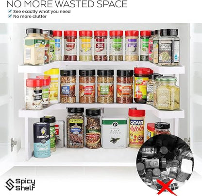 Deluxe - Expandable Spice Rack and Stackable Cabinet & Pantry Organizer (1 Set of 2 Shelves) - As seen on TV Deluxe (Spicy Shelf Organizer) - Pantry Organization - Pantry Spice Organizer
