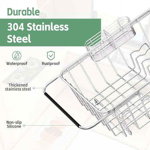 Small Dish Drying Rack in Sink, Extendable Stainle... (Stainless Steel)