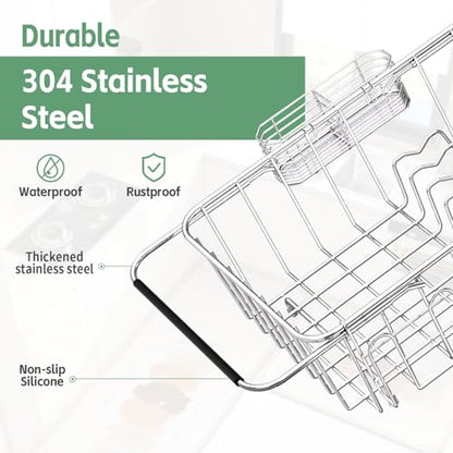 Small Dish Drying Rack in Sink, Extendable Stainle... (Stainless Steel)