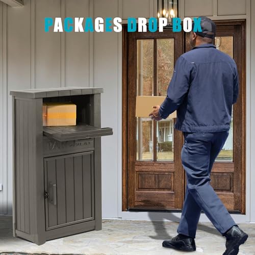 Package Delivery Box for Outside, Outdoor Storage with Lockable Secure, Anti-Theft Parcel Drop Boxes Outdoor Package Delivery and Waterproof for Porch, House, Curbside